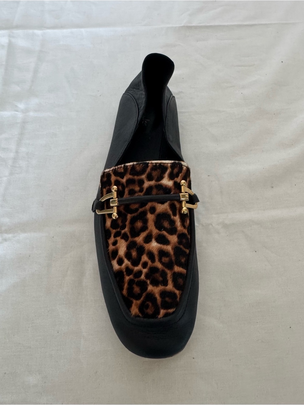 Clarks Black Leather Loafers with Leopard-Print Size 8M - Picture 5 of 8